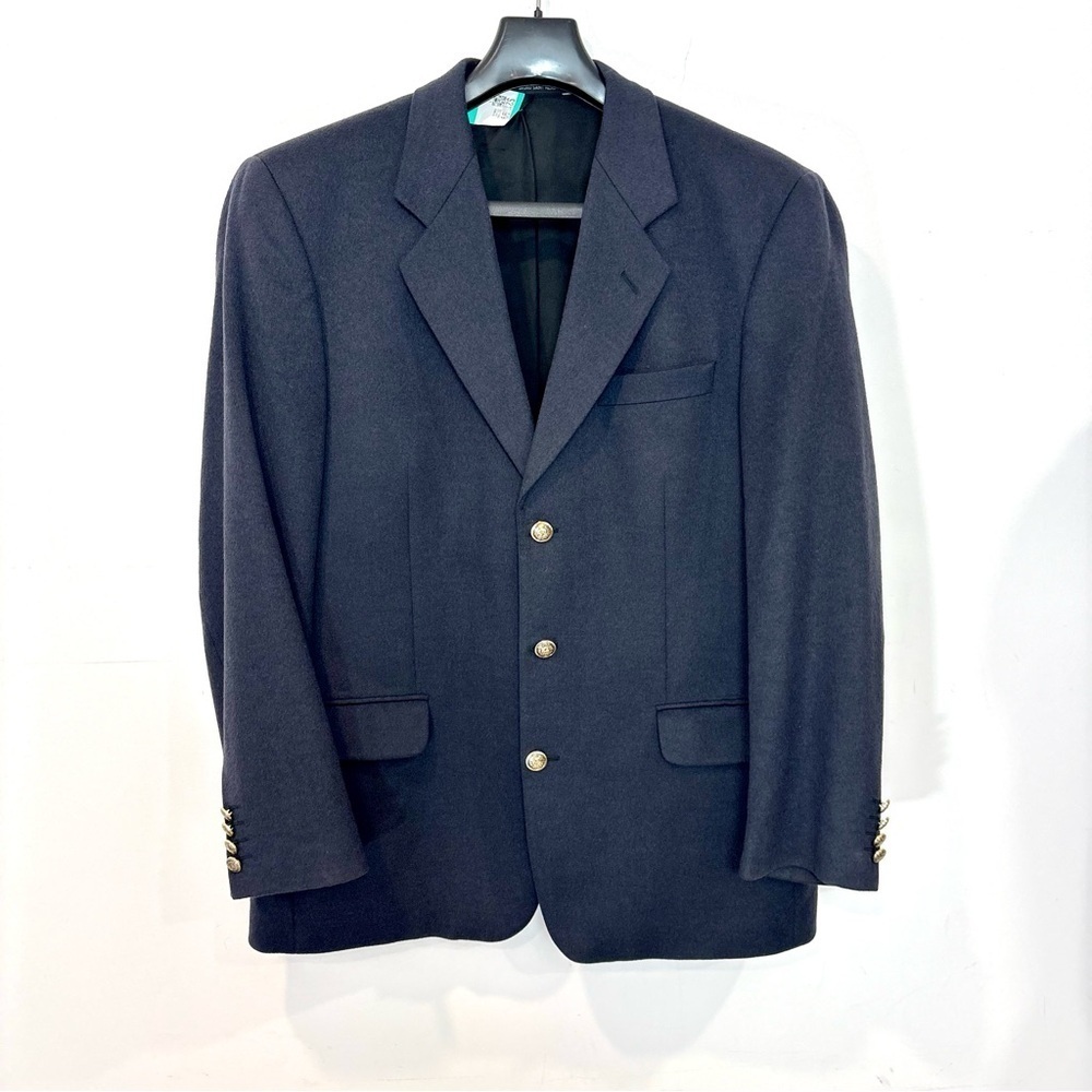 Bruno Saint Hilaire Vintage Mens Cashmere Navy Jacket Sport Coat France sz 52R